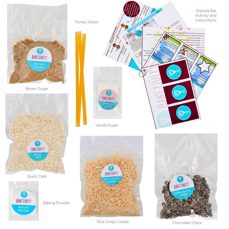 BAKETIVITY Kids Baking DIY Activity Kit - Bake Delicious Healthy Gluten Free Granola Bars with Pre-Measured Ingredients â€“ Best Gift Idea for Boys and Girls Ages 6-12 - Image 3